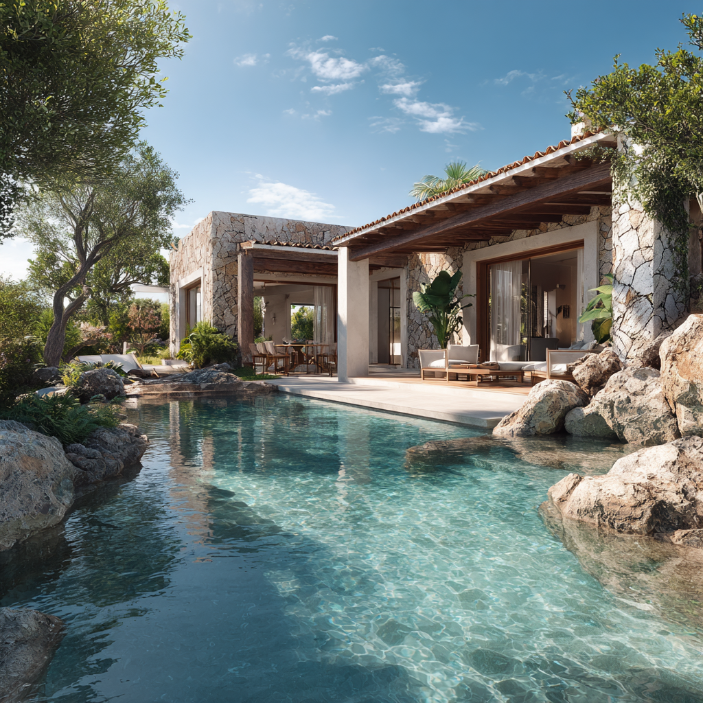 Renovated stone finca with natural pool and Mediterranean garden